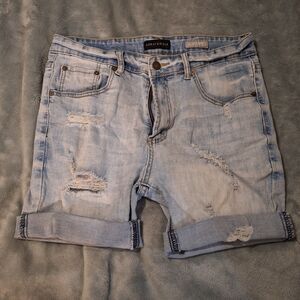 AEROPOSTALE Mens Cut-Off Denim Shorts 32 Light Wash Distressed Style Frayed Hem